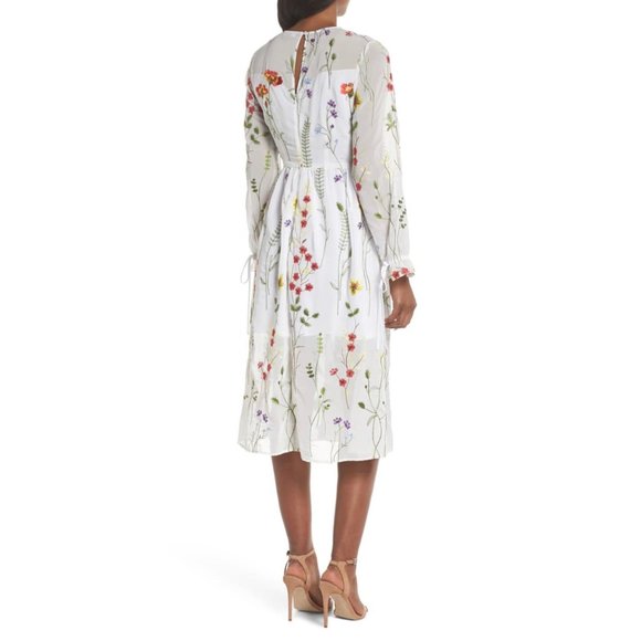 Chelsea28 Sheer Floral Embroidered Midi Dress S - Picture 7 of 11